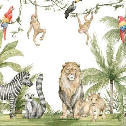 Active Jungle Buddies Wallpaper: Vibrant Décor for Kids-Kids Room Wallpaper