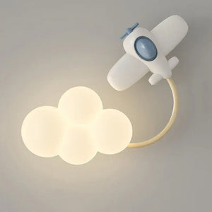 Aeroplane in Clouds Wall Light for Kids Room-Kids Room Nursery Lighting