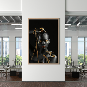 Afro Girl in Beads Jewel Canvas Wall Art-Wall Posters