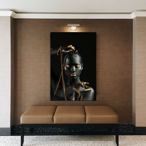 Afro Girl in Beads Jewel Canvas Wall Art-Wall Posters