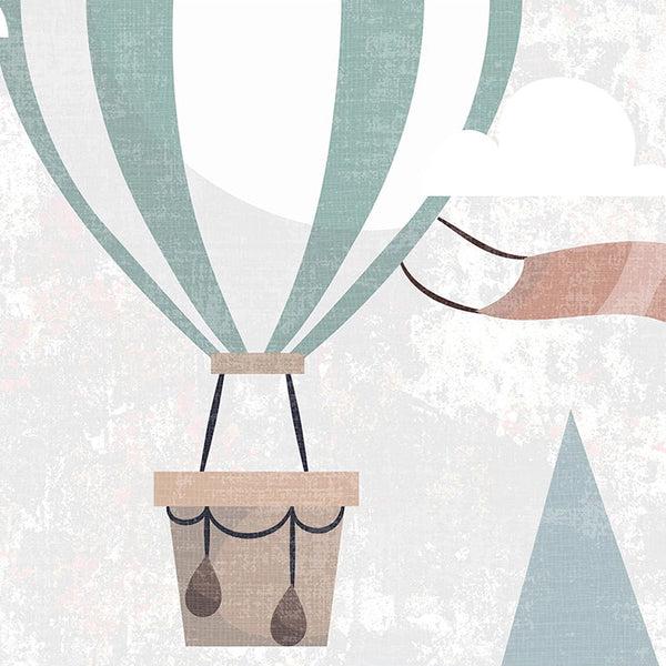 Air Balloons Flying over Mountain Peaks Nursery Wallpaper-Kids Room Wallpaper