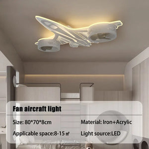 Airplane Ceiling Light with Fan for Kids Room - Light Grey-Kids Room Nursery Lighting