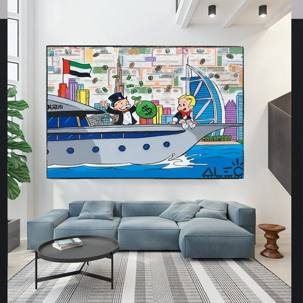 Alec Monopoly Art: Richie Rich Cruising Canvas Wall Art-Wall Posters