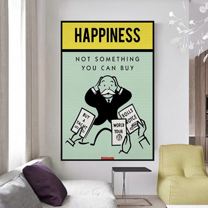 Alec Monopoly Cant Buy Happiness Play Card Canvas Wall Art-Wall Posters
