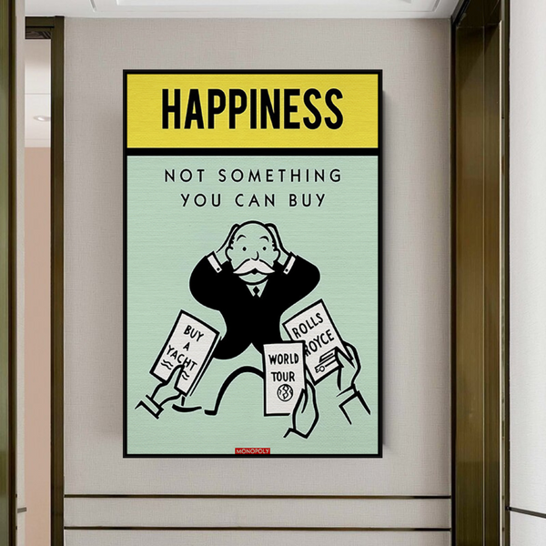 Alec Monopoly Cant Buy Happiness Play Card Canvas Wall Art-Wall Posters