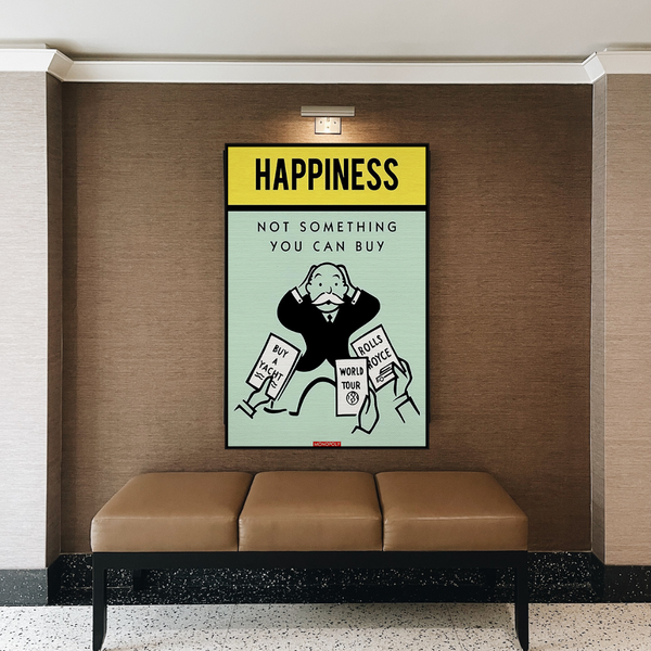 Alec Monopoly Cant Buy Happiness Play Card Canvas Wall Art-Wall Posters