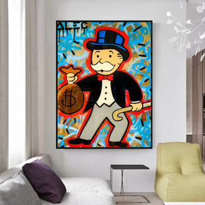 Alec Monopoly Canvas Wall Art - Money Bag-Wall Posters