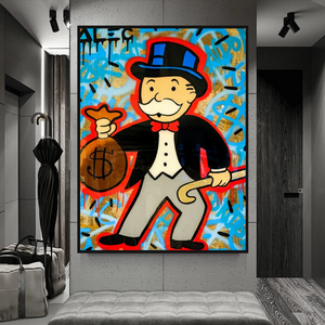 Alec Monopoly Canvas Wall Art - Money Bag-Wall Posters