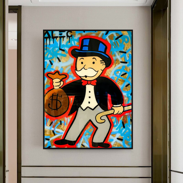 Alec Monopoly Canvas Wall Art - Money Bag-Wall Posters