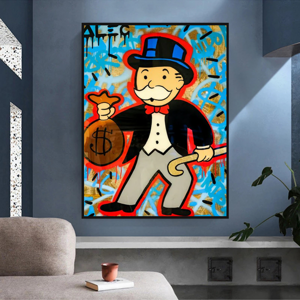 Alec Monopoly Canvas Wall Art - Money Bag-Wall Posters