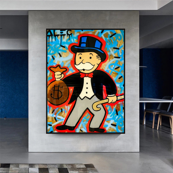 Alec Monopoly Canvas Wall Art - Money Bag-Wall Posters