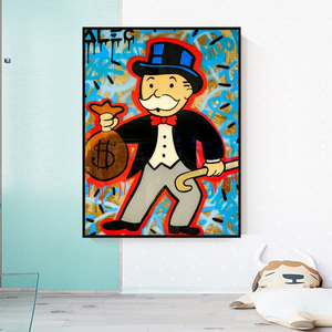 Alec Monopoly Canvas Wall Art - Money Bag-Wall Posters