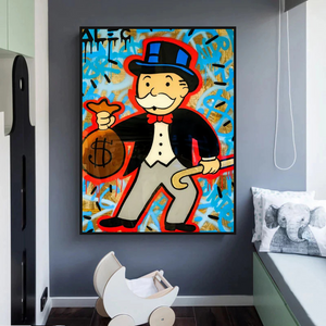 Alec Monopoly Canvas Wall Art - Money Bag-Wall Posters