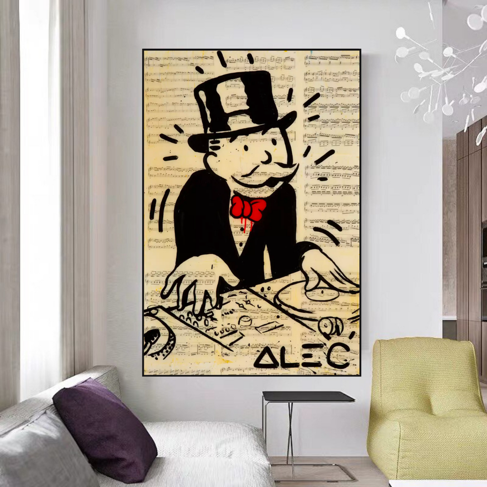 Alec Monopoly DJ Icon Art Canvas Print - Money Man Series-Wall Posters