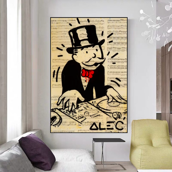 Alec Monopoly DJ Icon Art Canvas Print - Money Man Series-Wall Posters