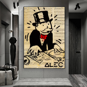 Alec Monopoly DJ Icon Art Canvas Print - Money Man Series-Wall Posters
