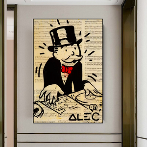 Alec Monopoly DJ Icon Art Canvas Print - Money Man Series-Wall Posters
