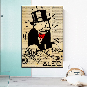 Alec Monopoly DJ Icon Art Canvas Print - Money Man Series-Wall Posters