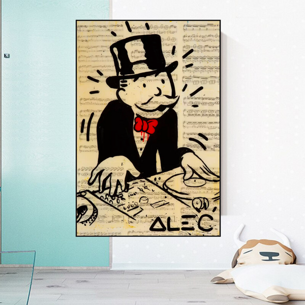 Alec Monopoly DJ Icon Art Canvas Print - Money Man Series-Wall Posters
