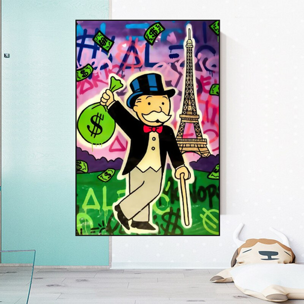 Alec Monopoly Eiffel Tower Canvas Print-Wall Posters