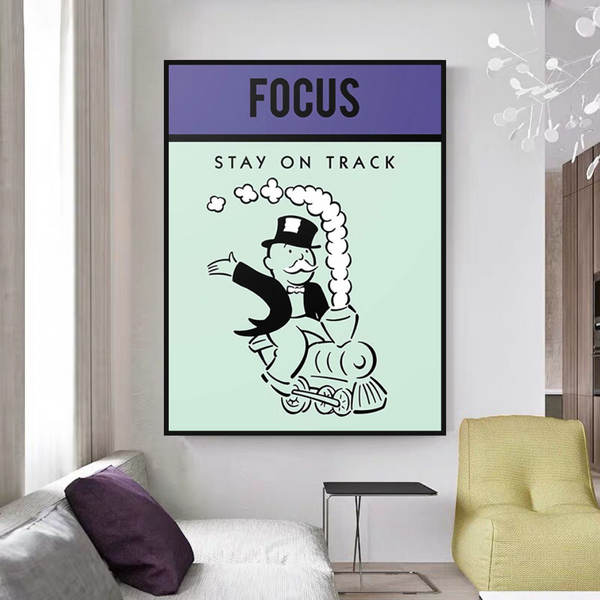 Alec Monopoly Focus Stay on Track Play Card Canvas Wall Art-Wall Posters