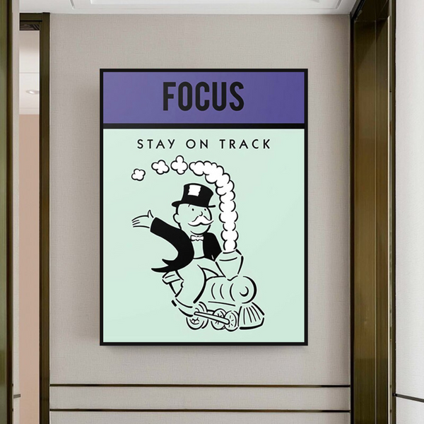Alec Monopoly Focus Stay on Track Play Card Canvas Wall Art-Wall Posters