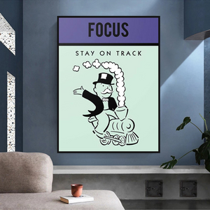 Alec Monopoly Focus Stay on Track Play Card Canvas Wall Art-Wall Posters