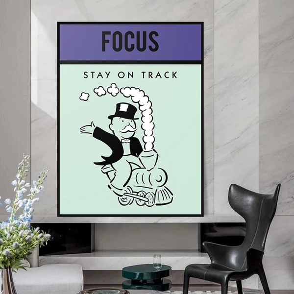 Alec Monopoly Focus Stay on Track Play Card Canvas Wall Art-Wall Posters