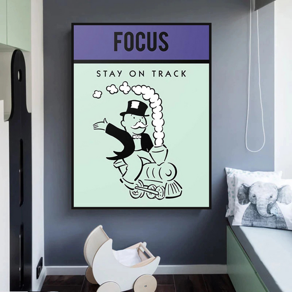 Alec Monopoly Focus Stay on Track Play Card Canvas Wall Art-Wall Posters