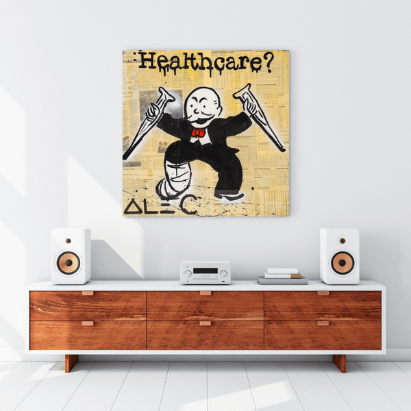 Alec Monopoly Healthcare Medical Newspaper Canvas Wall Art-