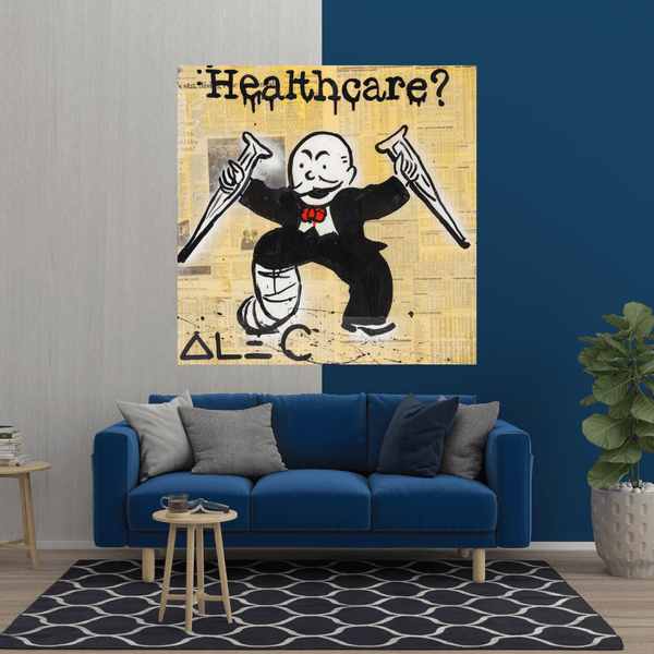 Alec Monopoly Healthcare Medical Newspaper Canvas Wall Art-