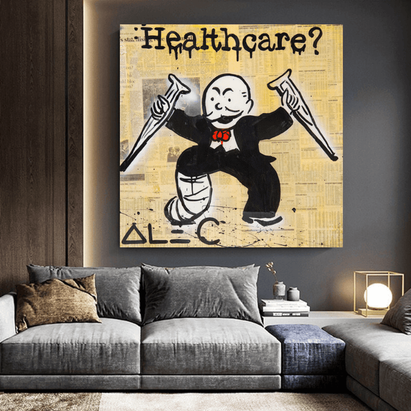 Alec Monopoly Healthcare Medical Newspaper Canvas Wall Art-