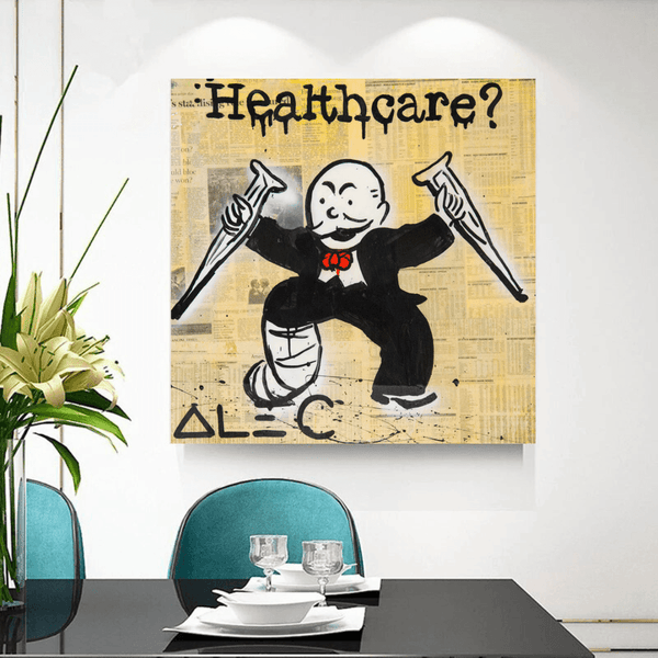 Alec Monopoly Healthcare Medical Newspaper Canvas Wall Art-