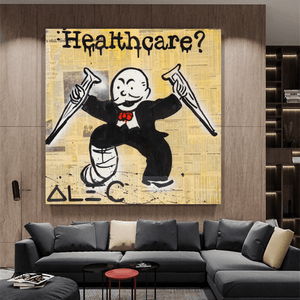 Alec Monopoly Healthcare Medical Newspaper Canvas Wall Art-