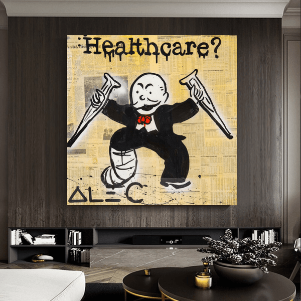 Alec Monopoly Healthcare Medical Newspaper Canvas Wall Art-