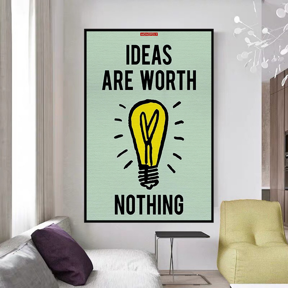 Alec Monopoly Ideas are Worth Nothing Play Card Canvas Wall Art-Wall Posters