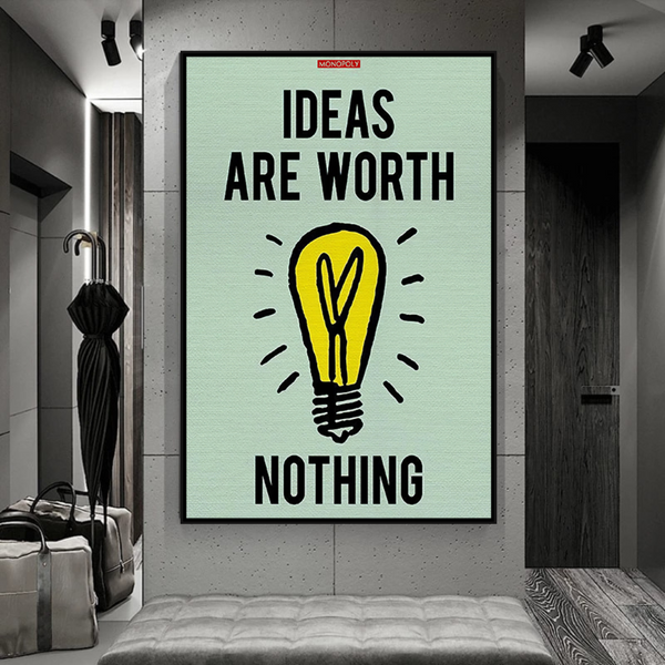 Alec Monopoly Ideas are Worth Nothing Play Card Canvas Wall Art-Wall Posters