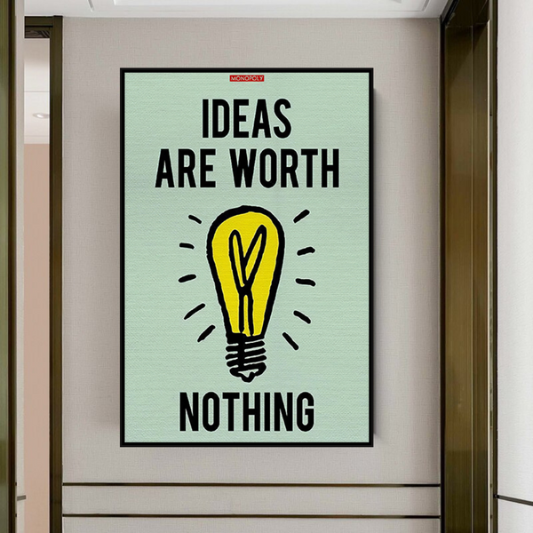 Alec Monopoly Ideas are Worth Nothing Play Card Canvas Wall Art-Wall Posters