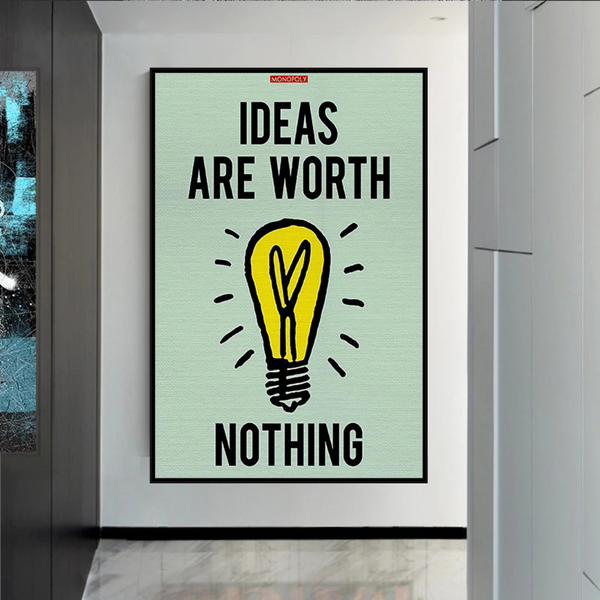 Alec Monopoly Ideas are Worth Nothing Play Card Canvas Wall Art-Wall Posters