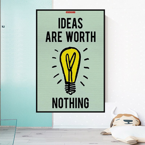 Alec Monopoly Ideas are Worth Nothing Play Card Canvas Wall Art-Wall Posters