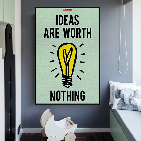 Alec Monopoly Ideas are Worth Nothing Play Card Canvas Wall Art-Wall Posters
