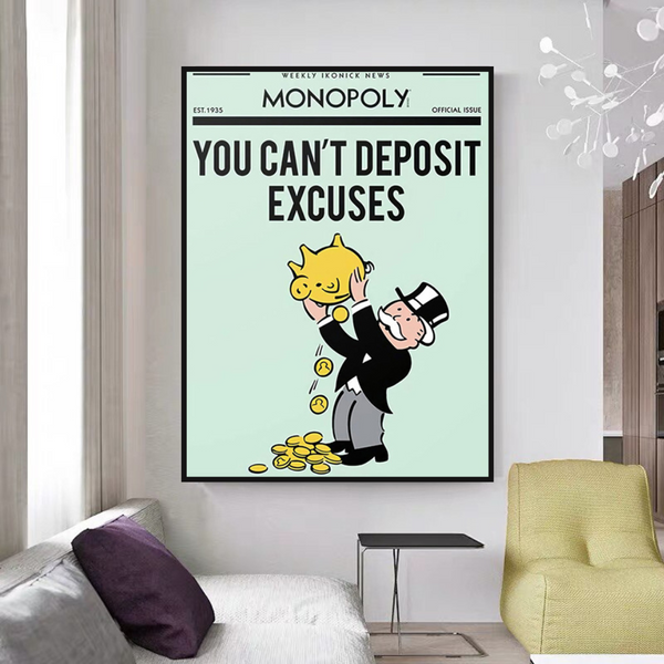Alec Monopoly If You Can’t Deposit Excuses Play Card Canvas Wall Art-Wall Posters
