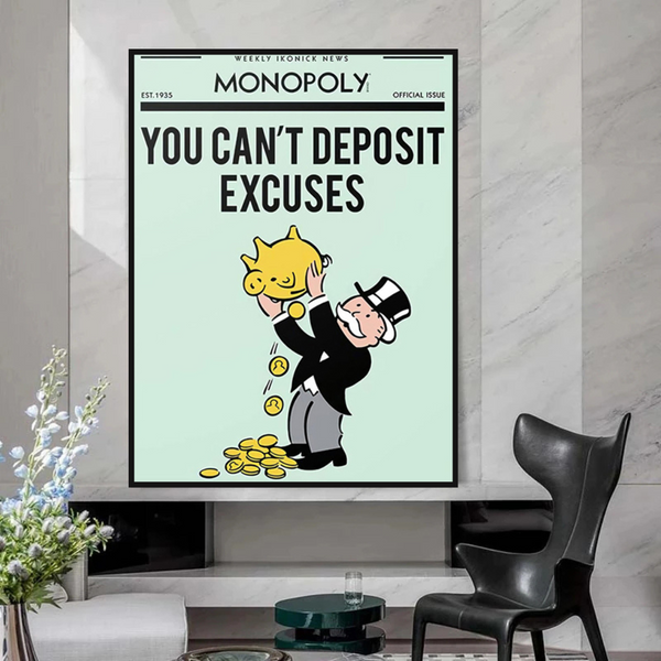 Alec Monopoly If You Can’t Deposit Excuses Play Card Canvas Wall Art-Wall Posters