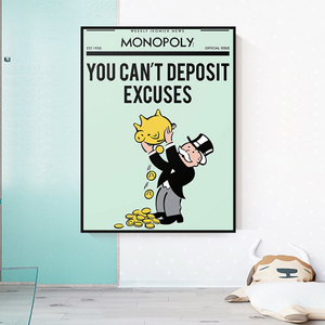 Alec Monopoly If You Can’t Deposit Excuses Play Card Canvas Wall Art-Wall Posters