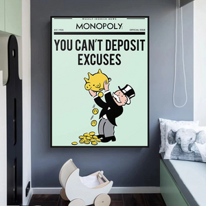 Alec Monopoly If You Can’t Deposit Excuses Play Card Canvas Wall Art-Wall Posters
