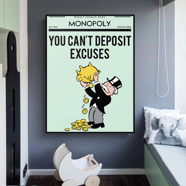 Alec Monopoly If You Can’t Deposit Excuses Play Card Canvas Wall Art-Wall Posters