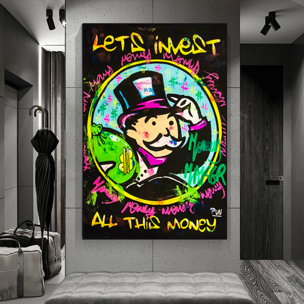 Alec Monopoly Lets Invest All Your money Canvas Art-Wall Posters