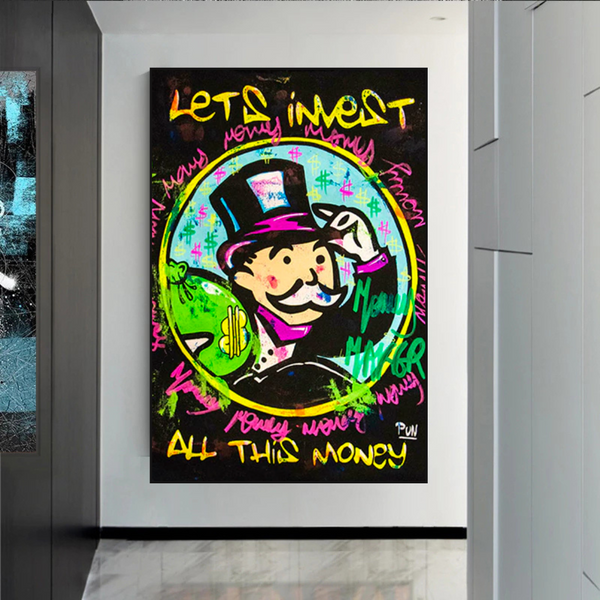 Alec Monopoly Lets Invest All Your money Canvas Art-Wall Posters