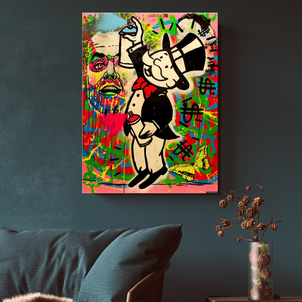 Alec Monopoly Millionaire Spray Painting Wall Canvas Print-Wall Posters