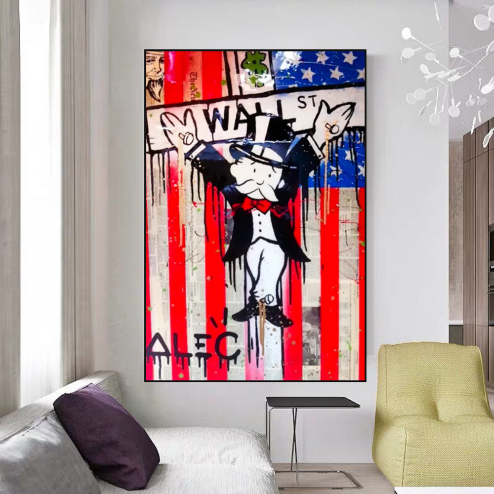 Alec Monopoly Millionaire Wall Street USA Canvas Wall Art-Wall Posters